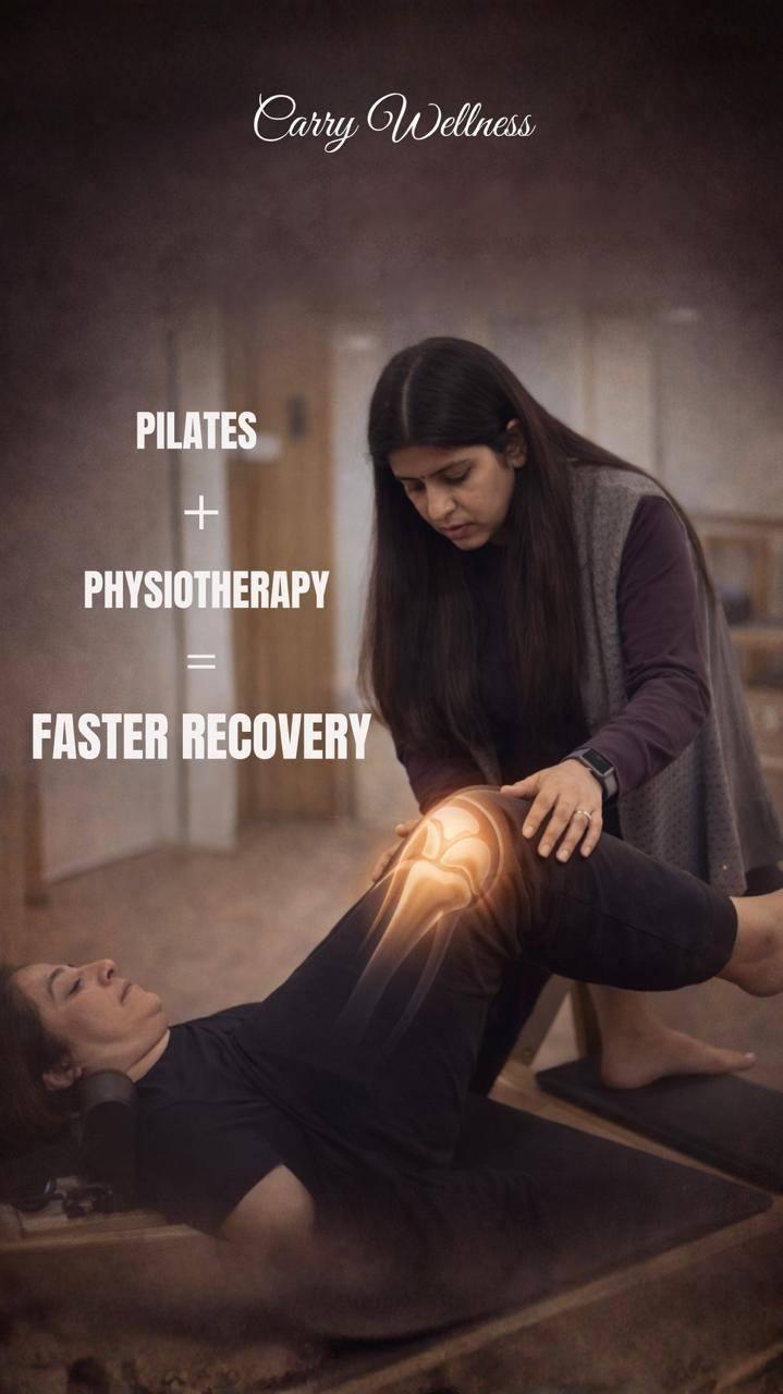 Physiotherapist assessing a patient's knee at Carry Wellness